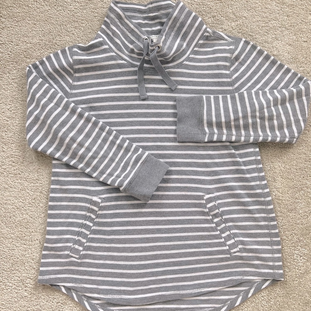 J crew striped waffle pullover